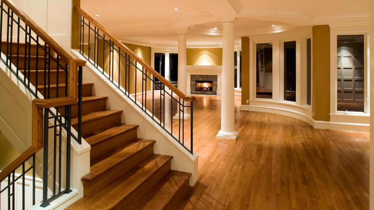 Hardwood staircase and hallway installed by APW Flooring