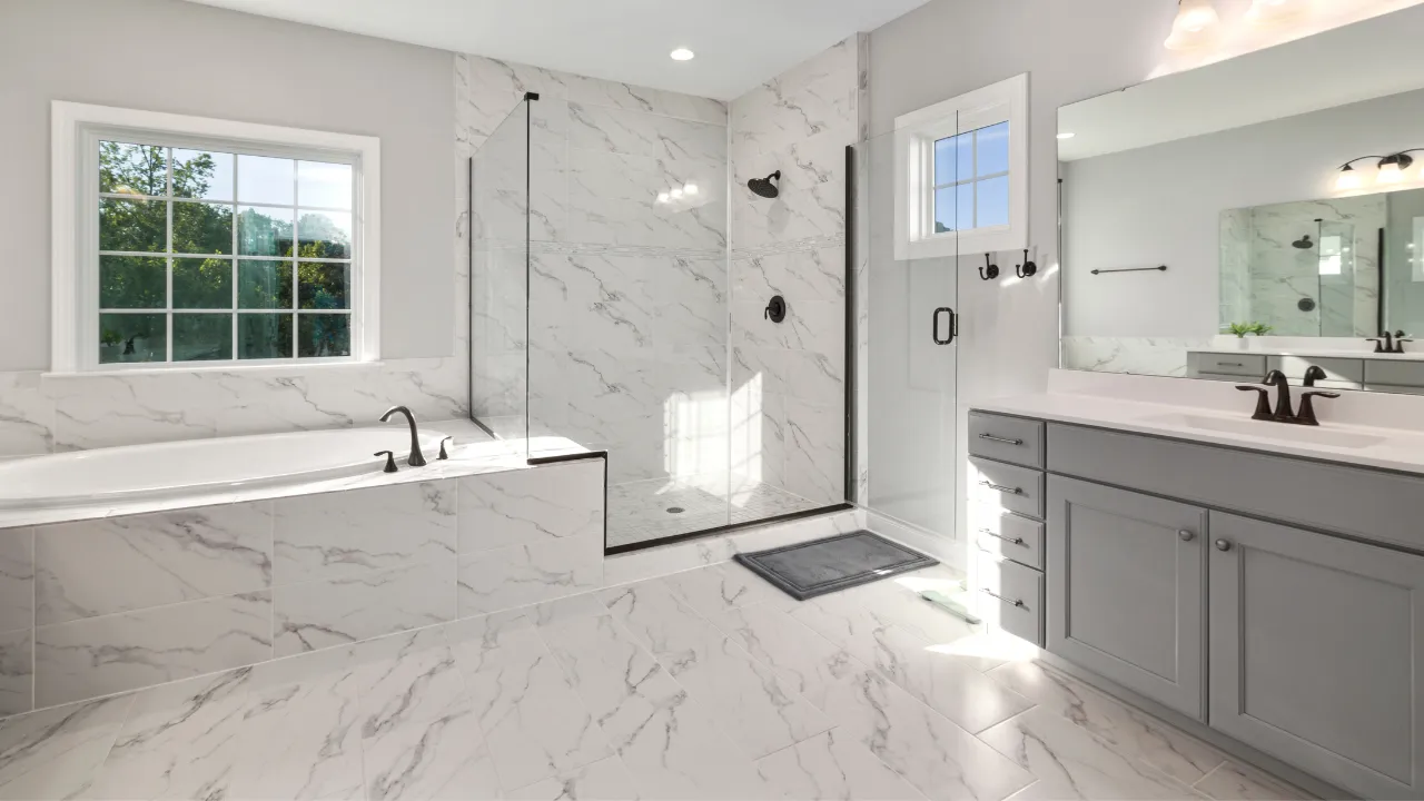 Waterproof flooring in a bathroom that handles moisture with ease